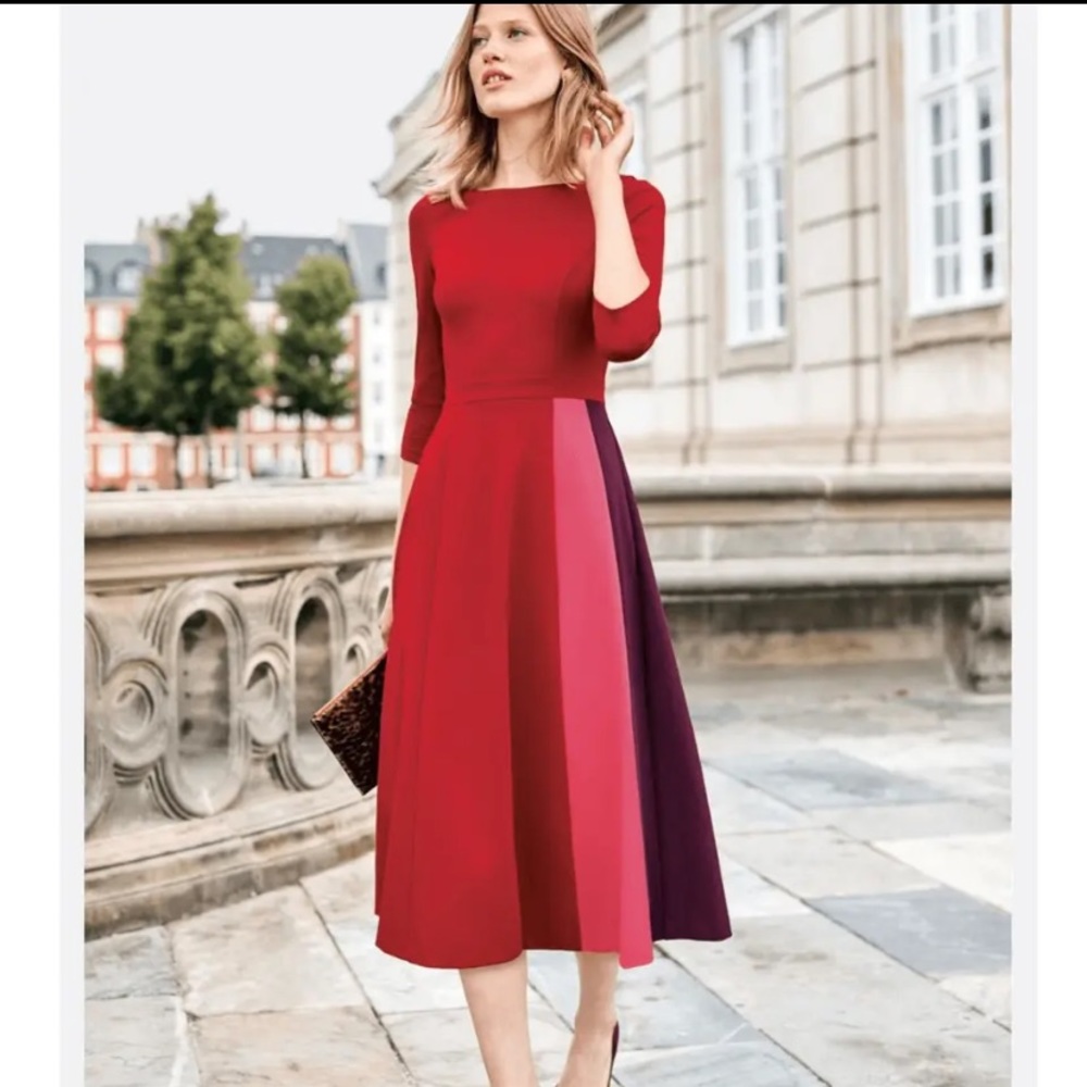 Boden Colorblock Midi Dress in Red, Pink & Purple